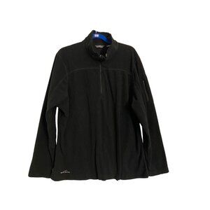NEW Eddie Bauer Women's Quarter Zip Grid Fleece Jacket Size 2X Black Activewear